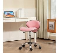 HOMCOM Office Chair Beauty Salon Rolling Technician Stool Chair Pink