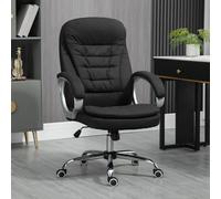 HOMCOM Office Chair Computer Chair Executive Office Chair with Height Adjustable, Comfortable Desk Chair for Home Office Fabric Black Black