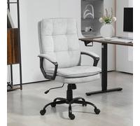 (Grey) HOMCOM Office Chair, Computer Desk Chair with Dual-Layer Padding