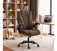 Homcom Office Chair, Computer Desk Chair With Flip-Up Armrest, Brown