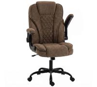 Homcom Office Chair, Computer Desk Chair With Flip-Up Armrest, Brown