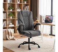 Homcom Office Chair, Computer Desk Chair With Flip-Up Armrest, Grey Grey