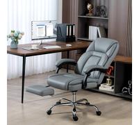HOMCOM Executive Office Chair, PU Leather Desk Chair with Spring Cushion in Grey HOMCOM Grey
