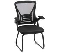 HOMCOM Office Chair, Ergonomic Desk Chair No Wheels with Mesh Backrest and Steel Legs for Home Conference Room, Black