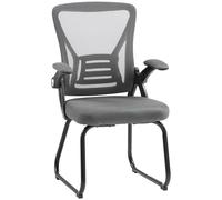 HOMCOM Office Chair, Ergonomic Desk Chair No Wheels with Mesh Backrest and Steel Legs for Home Conference Room, Dark Grey