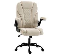 HOMCOM Office Chair, Ergonomic Desk Chair with Flip-up Armrest, Pocket Springs, Swivel Wheels, Adjustable Height, Beige