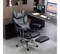 HOMCOM Office Chair, High Back Leathaire Desk Chair for Home, Black - Black