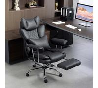 HOMCOM Office Chair, High Back Leathaire Desk Chair for Home, Black, Black