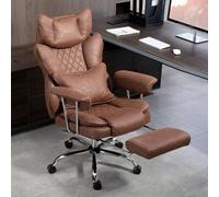Homcom Office Chair, High Back Leathaire Desk Chair For Home, Brown