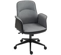 HOMCOM Office Chair - Linen Desk Chair with Adjustable Height Grey | TJ Hughes