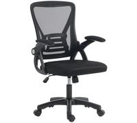 HOMCOM Office Chair, Mesh Desk Chair with Flip-up Armrests, Lumbar Support, Adjustable Height, Black