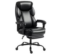 HOMCOM Office Chair, PU Leather Reclining Computer Desk Chair with Footrest, Armrest, Adjustable Height, Swivel Casters, Black