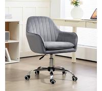 HOMCOM Swivel Velvet-Feel Fabric Desk Chair - Grey, none