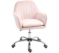 HOMCOM Velvet-Feel Tub Office Chair with Seat Cushion - Pink, none