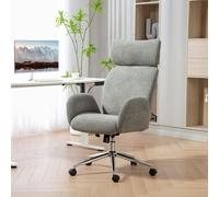 HOMCOM Office Chair with Adjustable Headrest, Comfy Desk Chair, Dark Grey - Charcoal grey - Yes - Office Chair