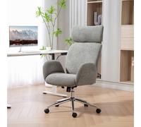 Homcom Office Chair With Adjustable Headrest, Comfy Desk Chair, Dark Grey Grey