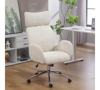 HOMCOM Office Chair with Adjustable Headrest, Comfy Desk Chair, Pale Grey