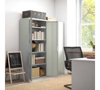 HOMCOM Five-Shelf Lockable Steel Office Cabinet with Two Doors - White, White