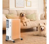 Oil Filled Radiator 11 Fin Heater with Wheels and 3 Heat Settings HOMCOM White One Size
