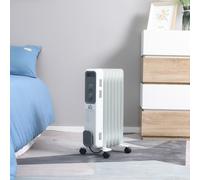 HOMCOM Oil Filled Radiator Seven Fin Portable Heater w/ Three Heat Settings - White | TJ Hughes