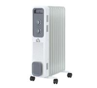 HOMCOM 2180W Oil Filled Radiator, Portable Electric Heater, w/ Built-in 24-Hour Timer, 3 Heat Settings, Adjustable Thermostat, Safe Power-Off
