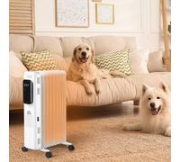 HOMCOM 2000W Oil Filled Radiator Heater w/ 3 Heat Settings Remote Control White