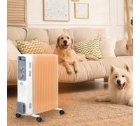 HOMCOM 2500W Oil Filled Radiator 11 Fin Portable Electric Heater White