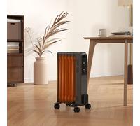 HOMCOM Oil Filled Radiator Portable Heater W/ 7 Fin, 3 Heat Settings Grey | Size: Single HOMCOM Grey Single