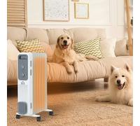 Oil Filled Radiator Portable Heater with timer and Thermo Safe Switch, White