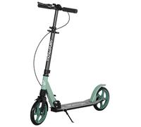 HOMCOM One-click Folding Kick Scooter for 14+ w/ Adjustable Handlebar, Push Scooter with Kickstand, Dual Brake System, Shock Absorber, 200mm Wheels & ABEC-9 Bearings Green