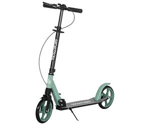 HOMCOM One-click Folding Kick Scooter for 14+ w/Adjustable Handlebar, Push Scooter with Kickstand, Dual Brake System, Shock Absorber, 200mm Wheels & ABEC-9 Bearings, Green