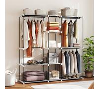 Homcom Open Portable Wardrobe, Clothes Rack With 8 Shelves, Light Grey Light Grey