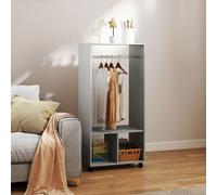 HOMCOM Open Wardrobe Clothes Rail Bedroom Clothes Storage Rod Shelves Grey, none