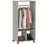 HOMCOM Open Wardrobe Clothes Rail Bedroom Clothes Storage Rod Shelves Grey, none