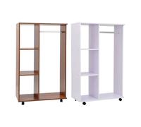 Homcom Open Wardrobe with Hanging Rail and Storage Shelves: White