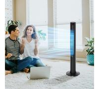 HOMCOM Oscillating 3-Speed Tower Fan with Remote Control - Black, Black