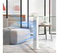 HOMCOM Oscillating Tower Floor Fan with 4-Hour Timer, Remote, 75-Degree Oscillation, 3 Speeds, 3 Modes, White (824-065V70WT)