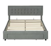 Homcom Ottoman Bed Frame with Storage Drawer Tufted Velvet King