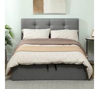 HOMCOM Ottoman Bed with Gas Lift Up Storage, Upholstered Bed Frame, Grey | Size: King HOMCOM Grey King