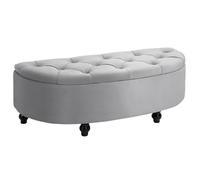 Storage Ottoman Bench Tufted Upholstered Footrest Stool w/ Wood Legs HOMCOM Grey One Size