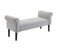 Homcom Deluxe Linen Bed End Arm Bench Bedside Bench Footstool Home Decor In Light Grey Light Grey One Size