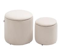 Homcom Ottomans Storage Nested Textured Cream 2pcs