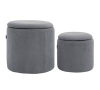 Homcom Ottomans Storage Nested Textured Grey 2pcs