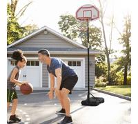 Homcom Outdoor Adjustable Basketball Hoop Stand W/ Wheels, Stable Base 210-260Cm In Red Red One Size