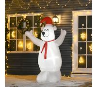Homcom Outdoor Inflatable Bear Lighted Airblown Projection Christmas In Red Red One Size