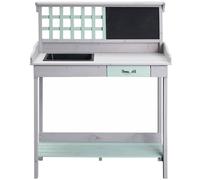 HOMCOM Outdoor Potting Table Bench Workstation with Wood Planting Shelves