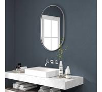 Homcom Oval Bathroom Mirror, Modern Wall Tempered Glass Mirror, 60 X 90Cm In Silver Silver One Size