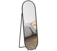 HOMCOM Oval Full Length Mirror With Metal Frame Hanging Or Leaning Black | TJ Hughes