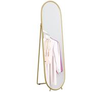 HOMCOM Oval Full Length Mirror with Metal Frame Hanging or Leaning Gold Tone