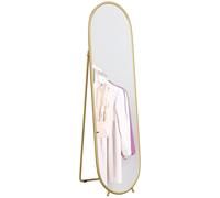 Oval Full Length Mirror with Metal Frame Hanging or Leaning HOMCOM Gold One Size